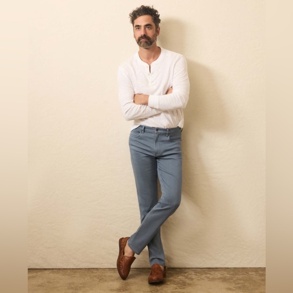 Faherty Stretch Terry Pants Men’s Size 33 Grey Blue Cotton Mid Rise Comfort N8